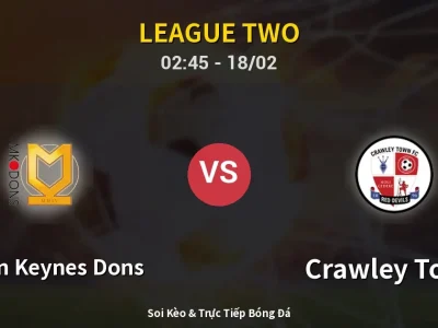 Kết Quả: Milton Keynes Dons 0-0 Crawley Town – Highlight & Bàn Thắng | League Two