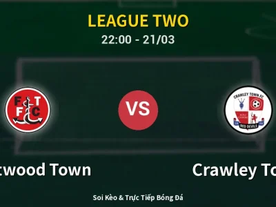 Soi Kèo Fleetwood Town vs Crawley Town – 22:00 21/03 | Nhận Định, Dự Đoán Tỷ Số