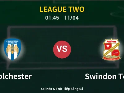 Soi Kèo Colchester vs Swindon Town – 01:45 11/04 | Nhận Định, Dự Đoán Tỷ Số