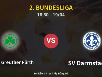 Kết Quả: SpVgg Greuther Fürth 3-2 SV Darmstadt 98 – Highlight & Bàn Thắng | 2. Bundesliga